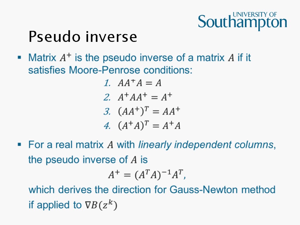 Pseudo inverse